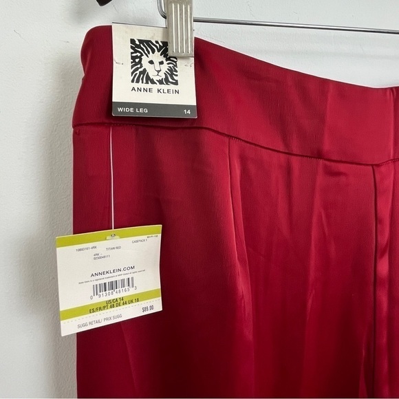 Anne Klein Satiny Wide Leg Trouser. Side Zip. Titian Red. Size 14. #603. NWT - Picture 4 of 7